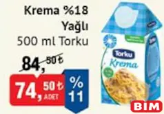TORKU KREMA %18 YAĞLI 500 ML fiyat ve kampanya bilgisi
